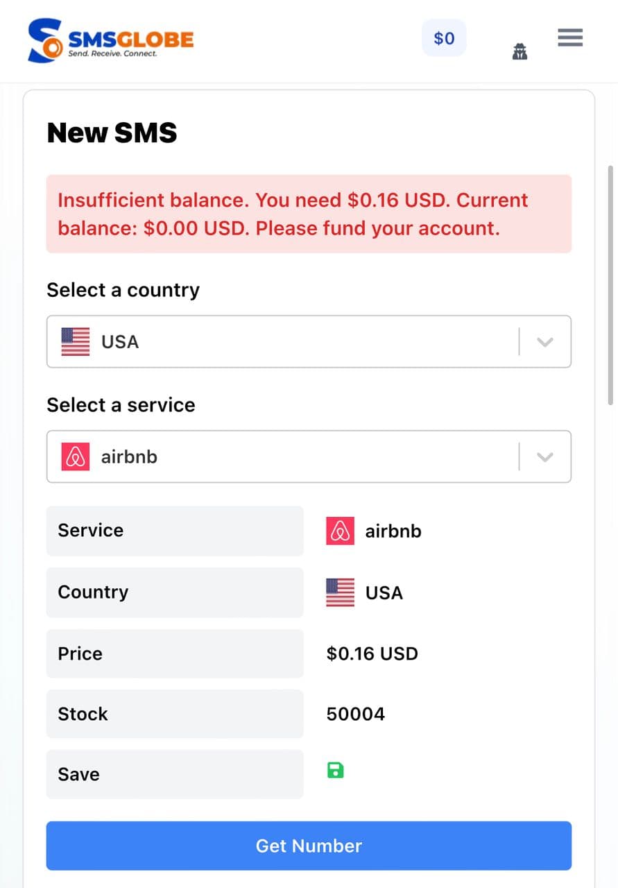 Insufficient balance notification