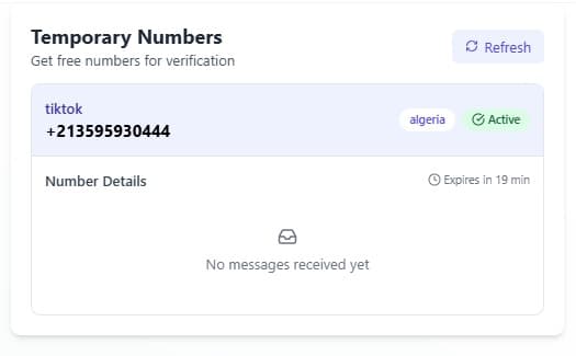 Temporary numbers for verification