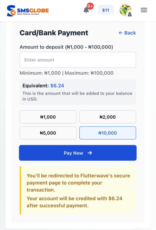 Payment deposit interface