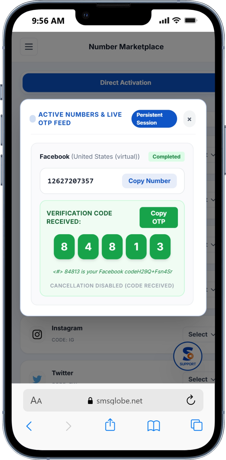 Instant SMS Verification